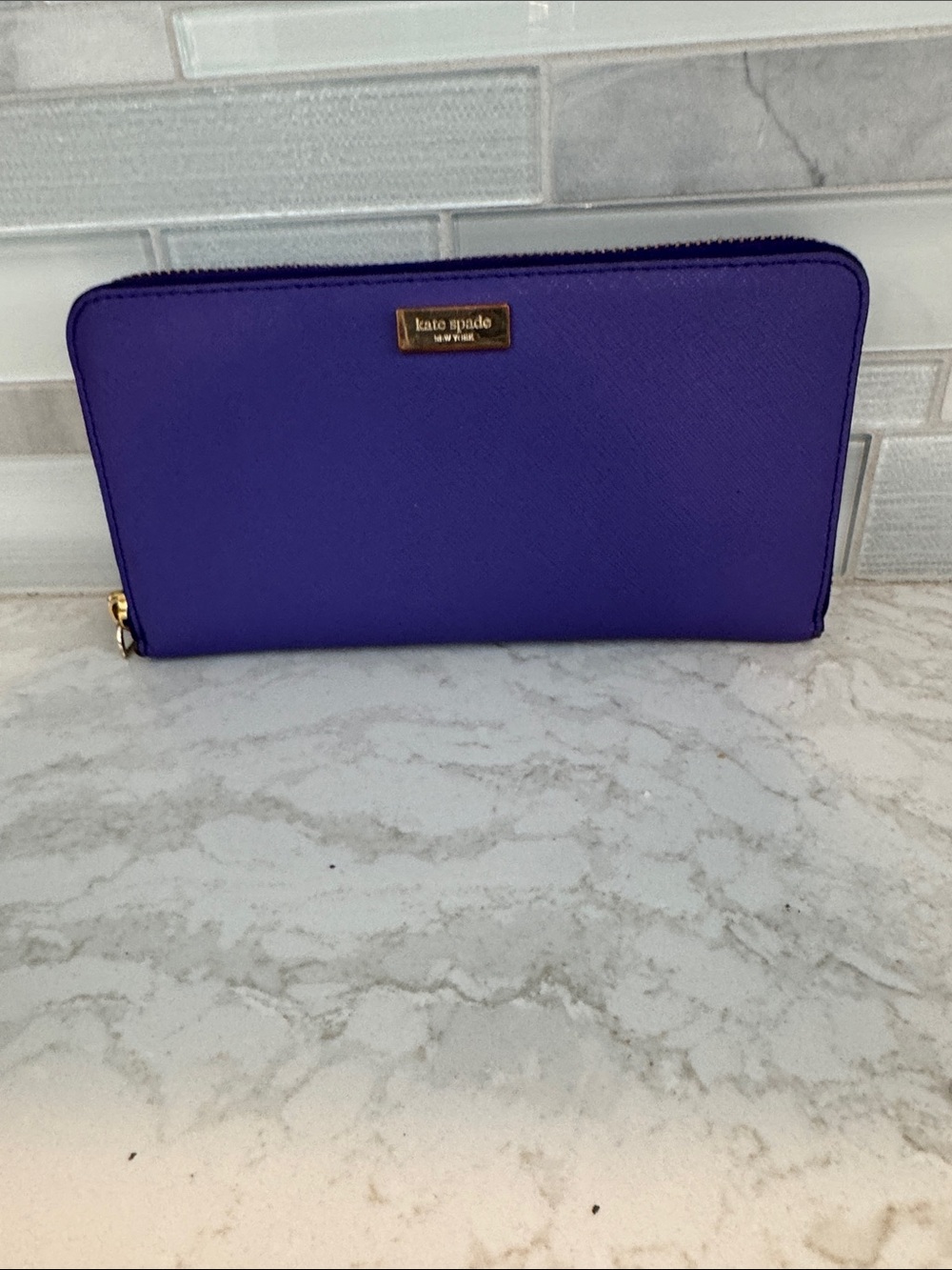 kate spade Purple Saffiano Zip Wallet